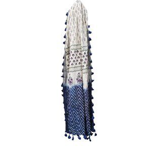 NWT Khaadi blue & cream cotton stole